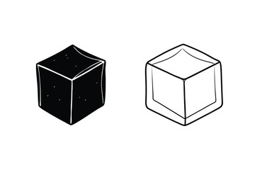 Solid and outlined cube shapes geometric black