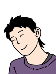 happy man with long hair