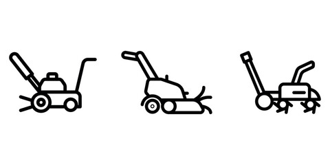 rotavator outline or line icon design bundle.
