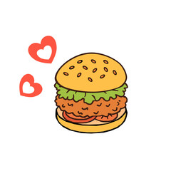 doodle burger pattern background. doodle fast food burger seamless pattern background. seamless pattern of hamburger in doodle style. Seamless Pattern of a Cheese Burger or Hamburger