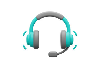 Isolated Vibrant Teal and Grey Headphones with Sound Waves
