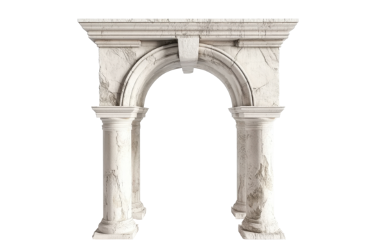 Ornate Marble Archway With Columns Displaying Elegant Architectural Design Against Transparent Background