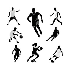 Silhouette sports player vector icon template fitness athlete graphic design poster banner background for workout training action healthy lifestyle and competition illustration