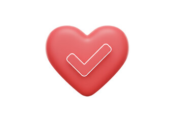 Isolated Heart Shape with Checkmark Approval Symbol