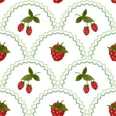 Strawberry and raspberry seamless pattern