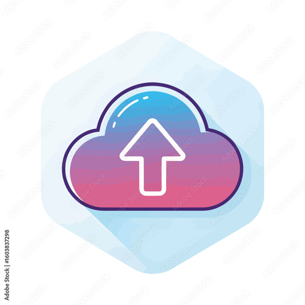 Aufkleber cloud icon with upward arrow and gradient fill upload