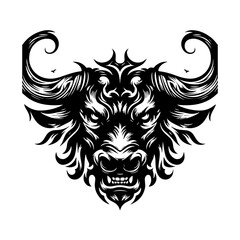 Obraz premium Ornate bull head illustration in a vintage tattoo style design