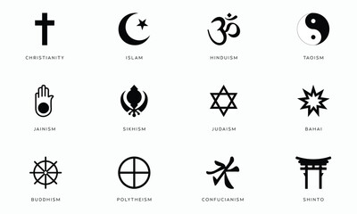 World Religious Symbols Collection – Spiritual and Faith-Based Icon Set for Interfaith and Educational Design