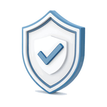 Blue and white shield icon with checkmark security