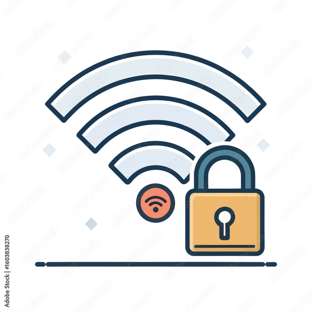 Poster wifi signal icon with padlock and security symbol vector