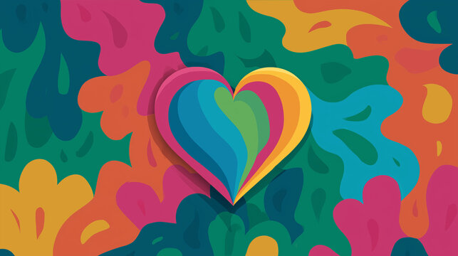 support mental health with love: heart symbol flat vector poster for inspiring spaces and promoting positive emotions in your interior design 