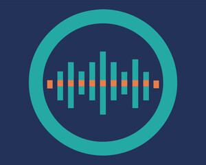 Green sound wave illustration on a circle against blue background Ai Generated
