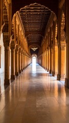 Obraz premium Sunlight-filled palace hallway