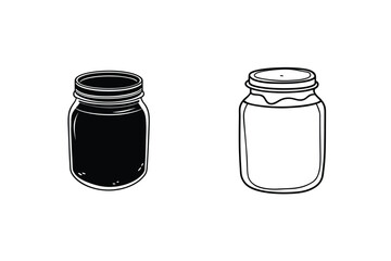 Black and white mason jars glass container