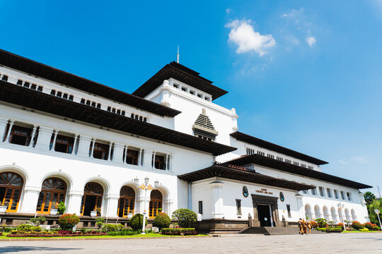 Bandung, West Java, Indonesia - July 11, 2025: Gedung Sate (Satay Building) is used as the Head Office of the Governor of West Java.