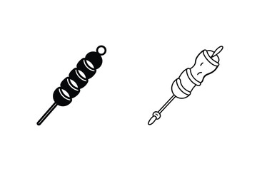 Black and white food skewers kebab meat