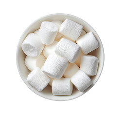 White marshmallows in a round white bowl