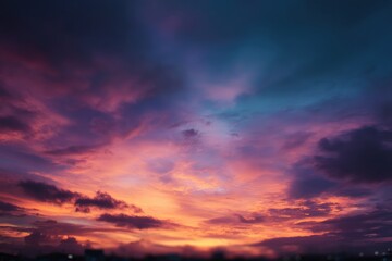 Blurry sunset sky, vibrant colors