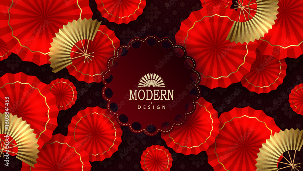 Wall mural chinese new year. 2026. exquisite textured background with red pattern and isolated figured frame.