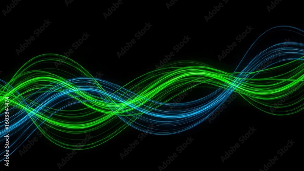 Aufkleber neon waves of green and blue light create a futuristic and dynamic abstract background with a sense 