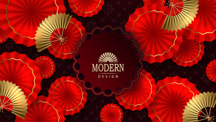 Chinese New Year. 2026. Exquisite textured background with red pattern and isolated figured frame.