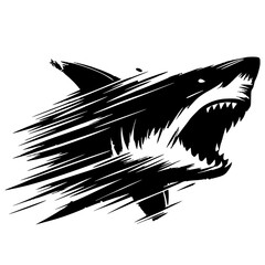 Silhouette portrait of a ferocious shark pouncing