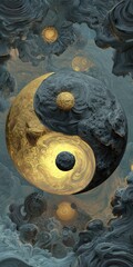 Yin and yang symbol, abstract art