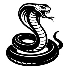 Fototapeta premium Coiled Cobra Snake Silhouette - Majestic and Dangerous Reptile Symbol
