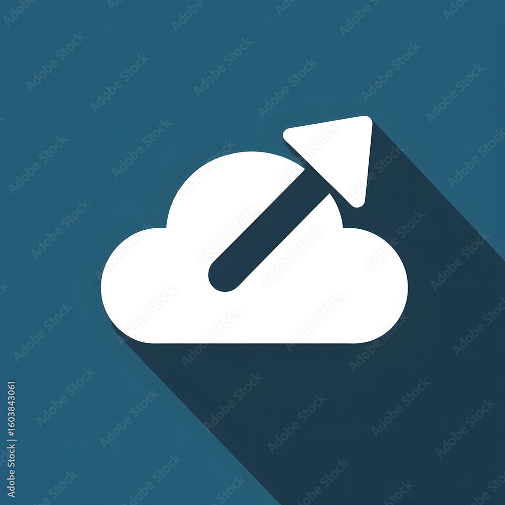 Poster modern flat design icon of a cloud with an upload arrow. symbol for data transfer, online storage, a