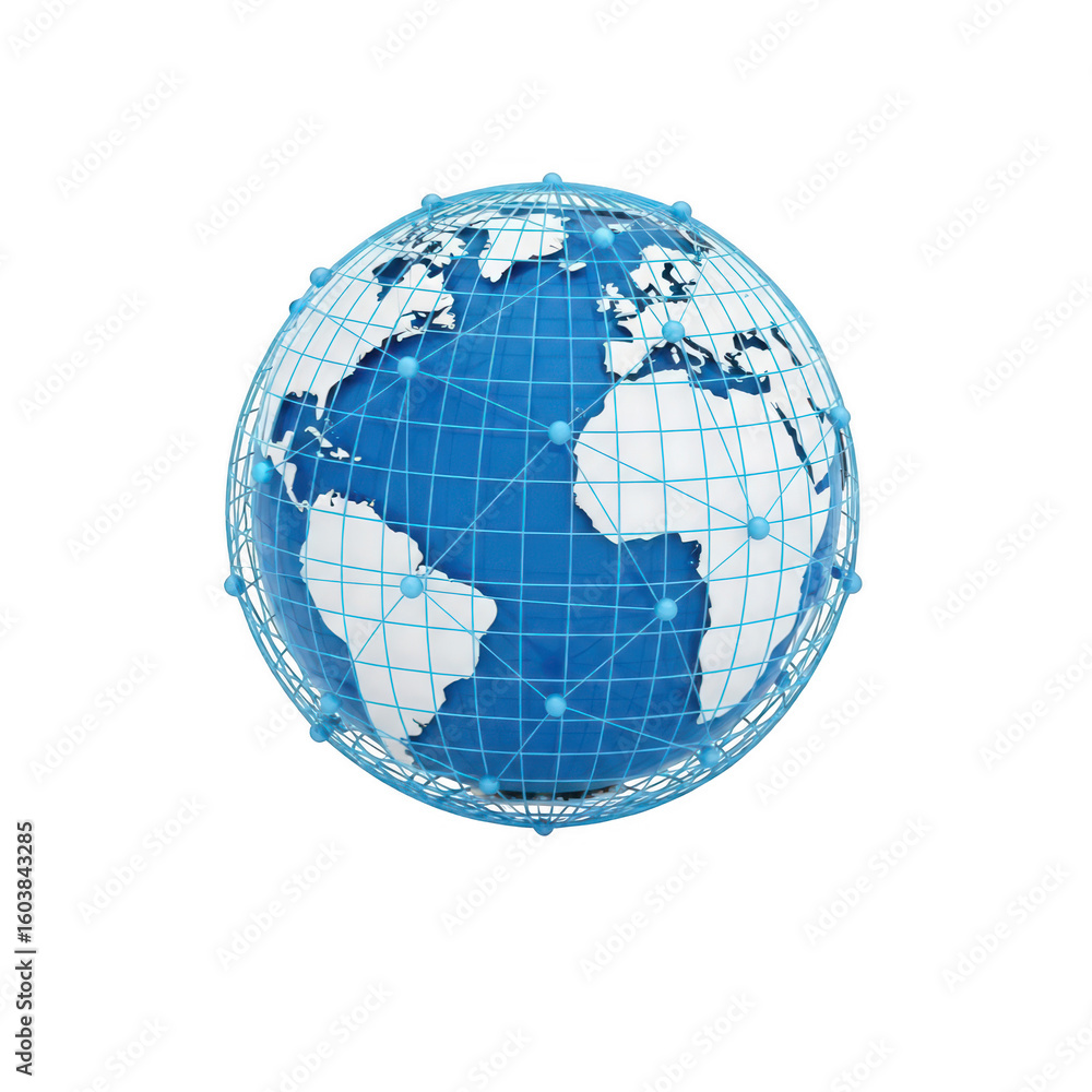 Aufkleber digital globe with network connections isolated on transparent background