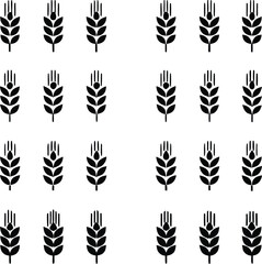 Fototapeta premium Collection of stylized wheat stalk icons in black and white.