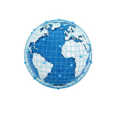Digital globe with network connections isolated on transparent background