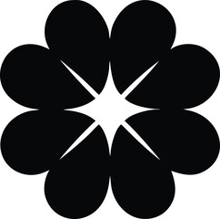 Naklejka premium Abstract black clover flower design with white star center.