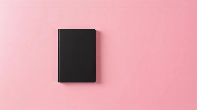 Elegant Black Notebook on Rose Pink for Modern Design Projects, Creative Writing, and Stylish Organization in Stunning 4K Video
