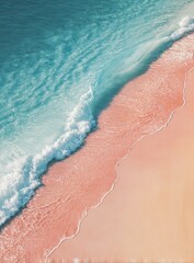 Ocean waves lapping pink sand beach