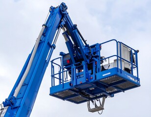Close-up of a blue aerial work platform