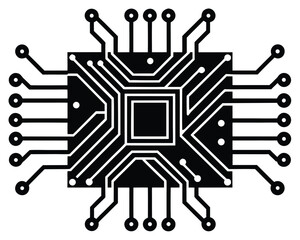 A black and white circuit board design isolated on white background Ai Generated