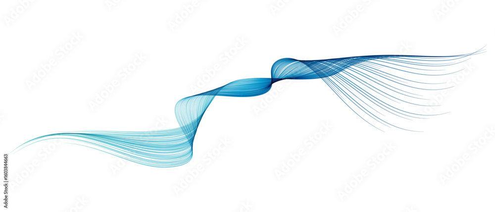 Aufkleber vector abstract brush stroke wavy lines flowing smooth curve blue teal gradient isolated on transpar