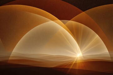 Abstract Digital Art with Sunset and Warm Tones in Geometric Shapes