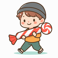 illustration of carrying candy