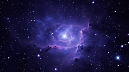 Animated flight through a vibrant purple and blue cosmic nebula and starfield in deep space for a majestic and awe inspiring background a seamless loop - Powered by Adobe