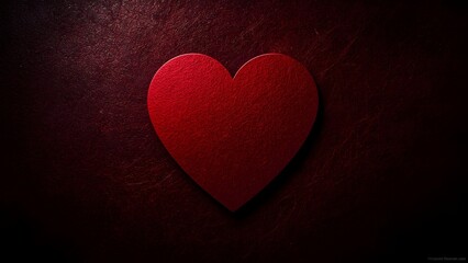 Abstract red heart symbol on textured dark background, evoking deep emotions with dramatic lighting.