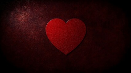 Abstract red heart symbol on textured dark background, evoking deep emotions with dramatic lighting.