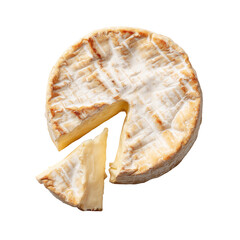 Round wheel of cheese, sliced