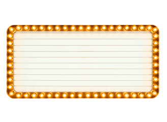 Vintage marquee sign with lights isolated on transparent background
