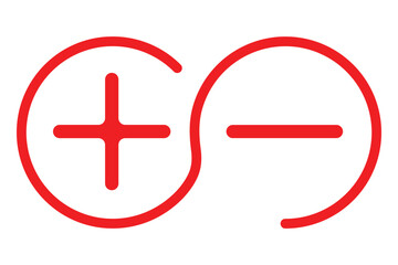 green plus and red minus symbols, round thin line infinity vector sign, balance icon. plus, minus icon line red, green vector design. minus plus sign. Minimalist Math Symbols Icon Set Plus Minus icons