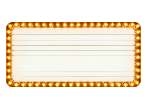 Vintage marquee sign with lights isolated on transparent background - Powered by Adobe