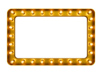 Vintage marquee sign with lights isolated on transparent background