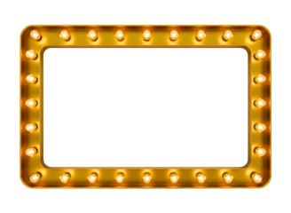 Vintage marquee sign with lights isolated on transparent background