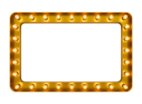 Vintage marquee sign with lights isolated on transparent background